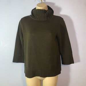 Peruvian connection 100% Pima cotton Olive Green Turtleneck knit Sweater size M